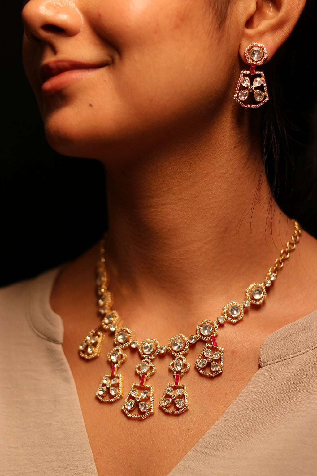 Gulab Jhalar Polki Necklace ✦ Fringe Bridal Jewellery Handcrafted in Jodhpur