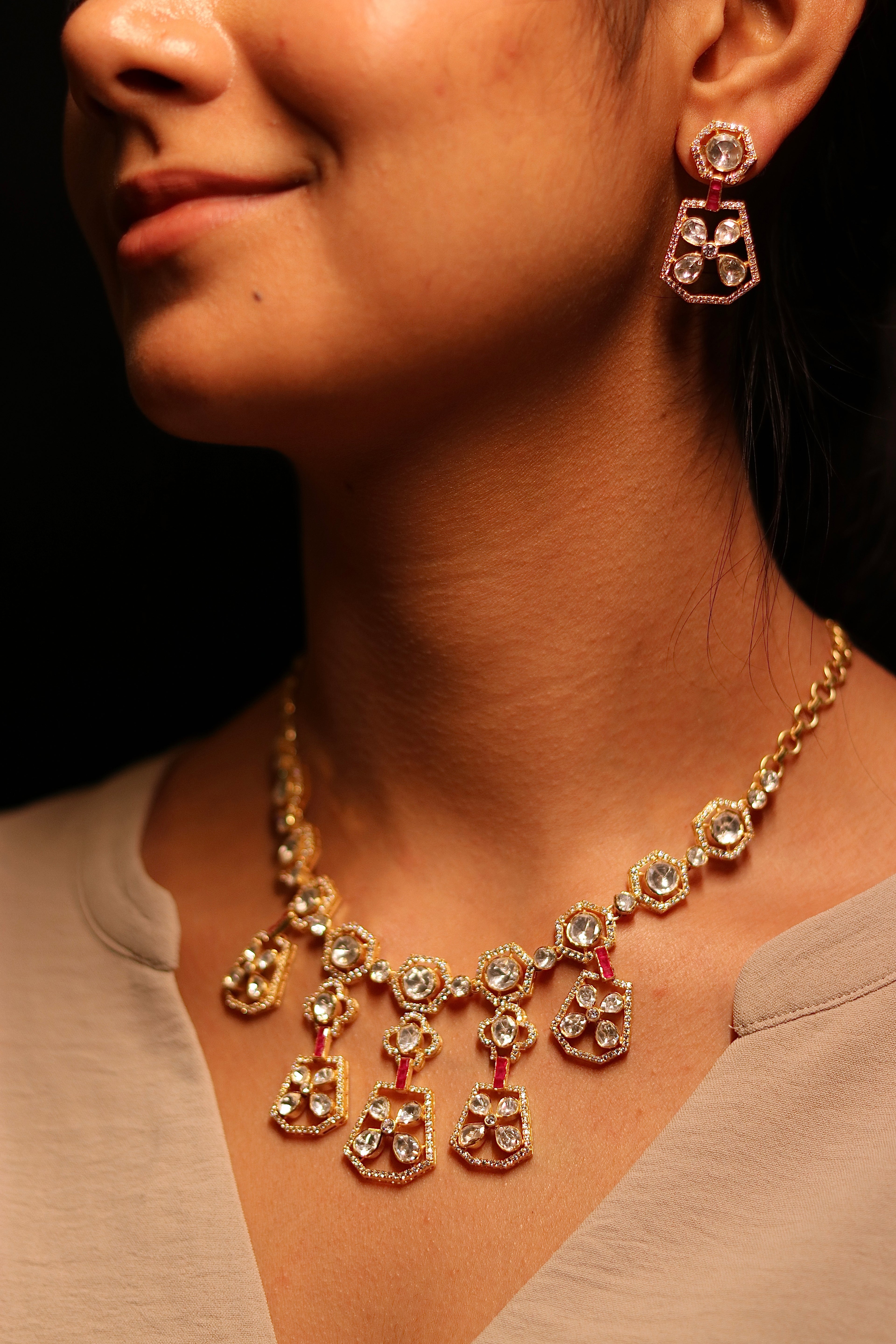 Gulab Jhalar Polki Necklace ✦ Fringe Bridal Jewellery Handcrafted in Jodhpur